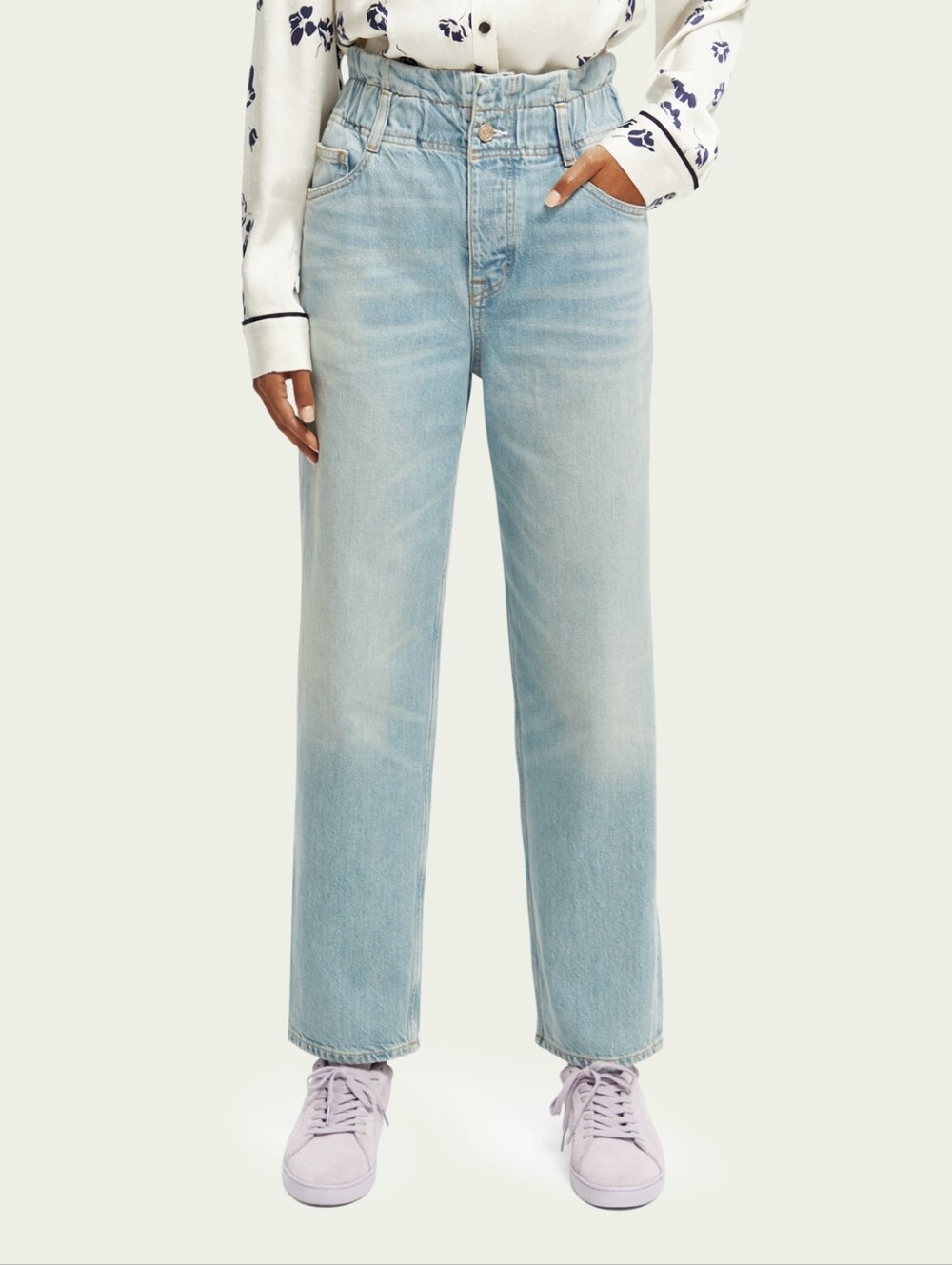 Scotch & Soda high rise Paperbag fit lightwashed denim jeans